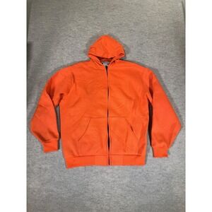 Vintage Muleskins Hoodie Mens XLT Orange Full Zip Insulated Made USA‎ Fleece